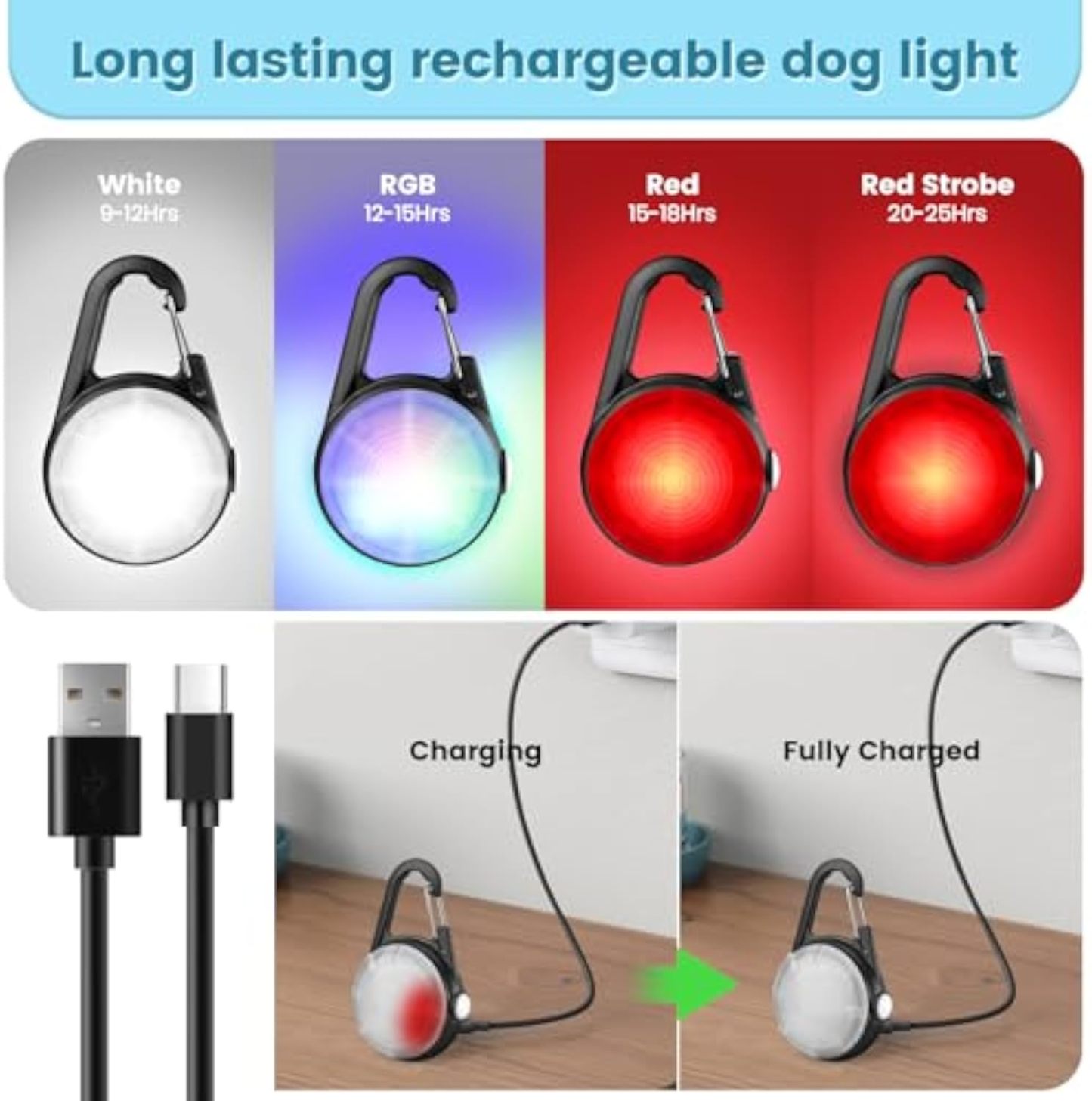 2Pack Dog Lights for Night Walking Dog