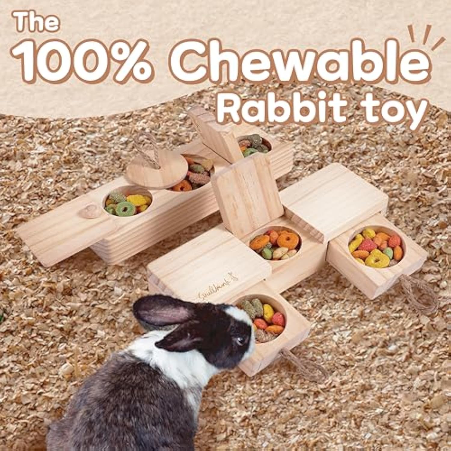 Interactive Wooden Pet Rabbit Toys