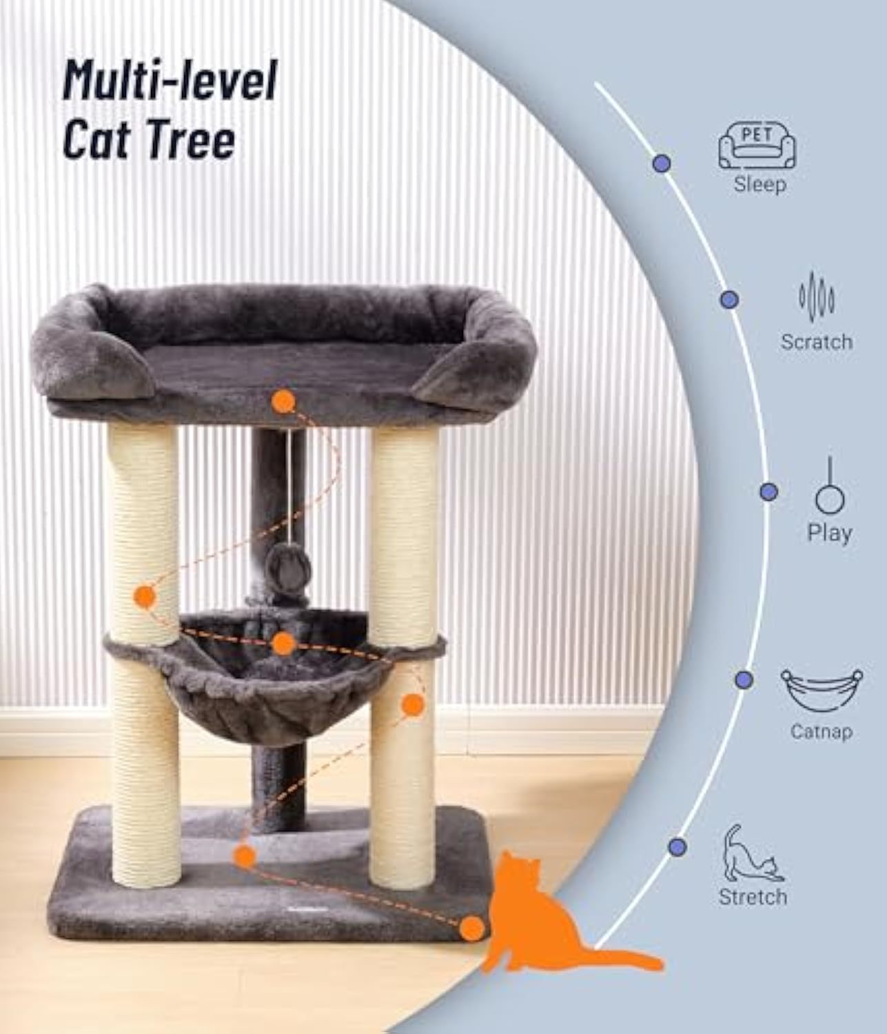 28" Cat Tree Tower for Indoor Cats