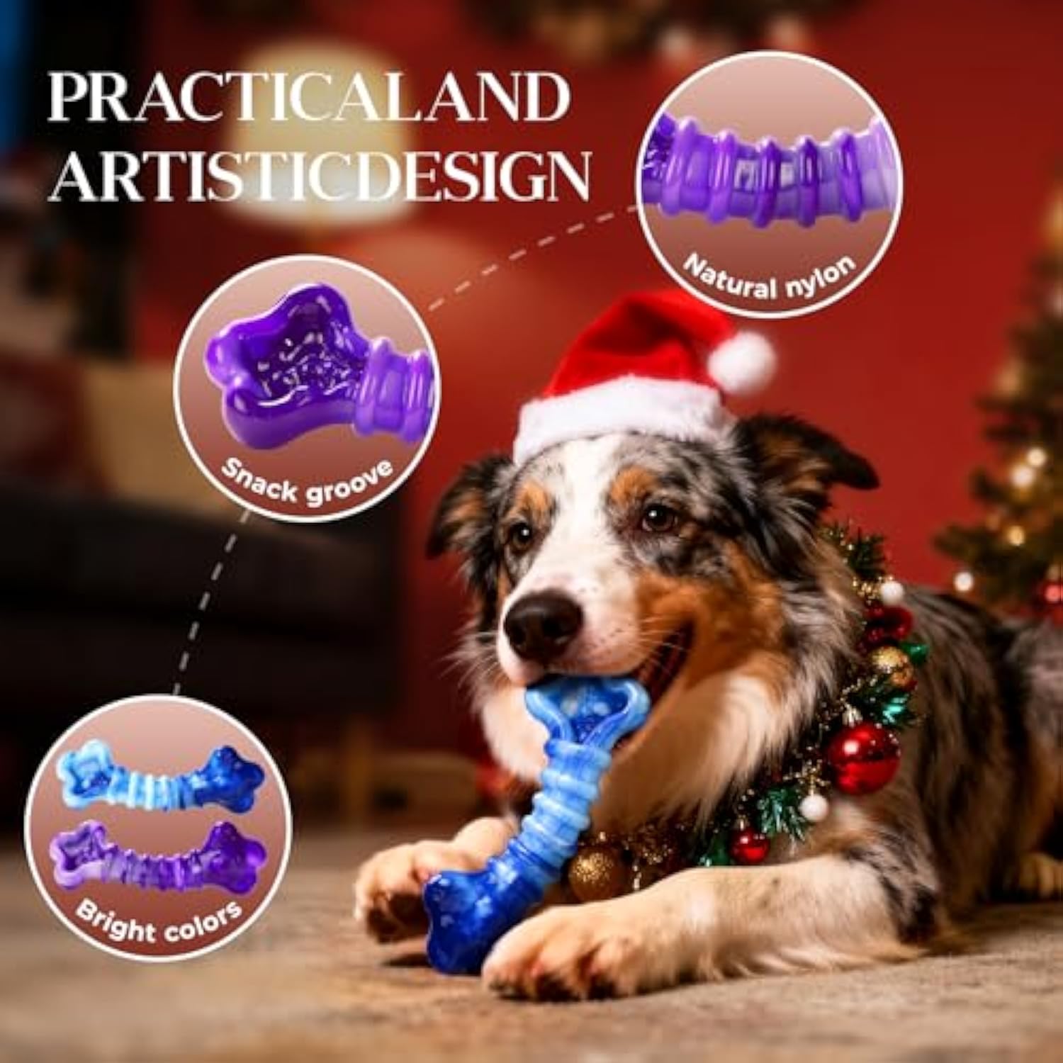 Indestructible Dog Toys for Aggressive Chewers: 2-Pack Tough Chew Toy for Large Dogs
