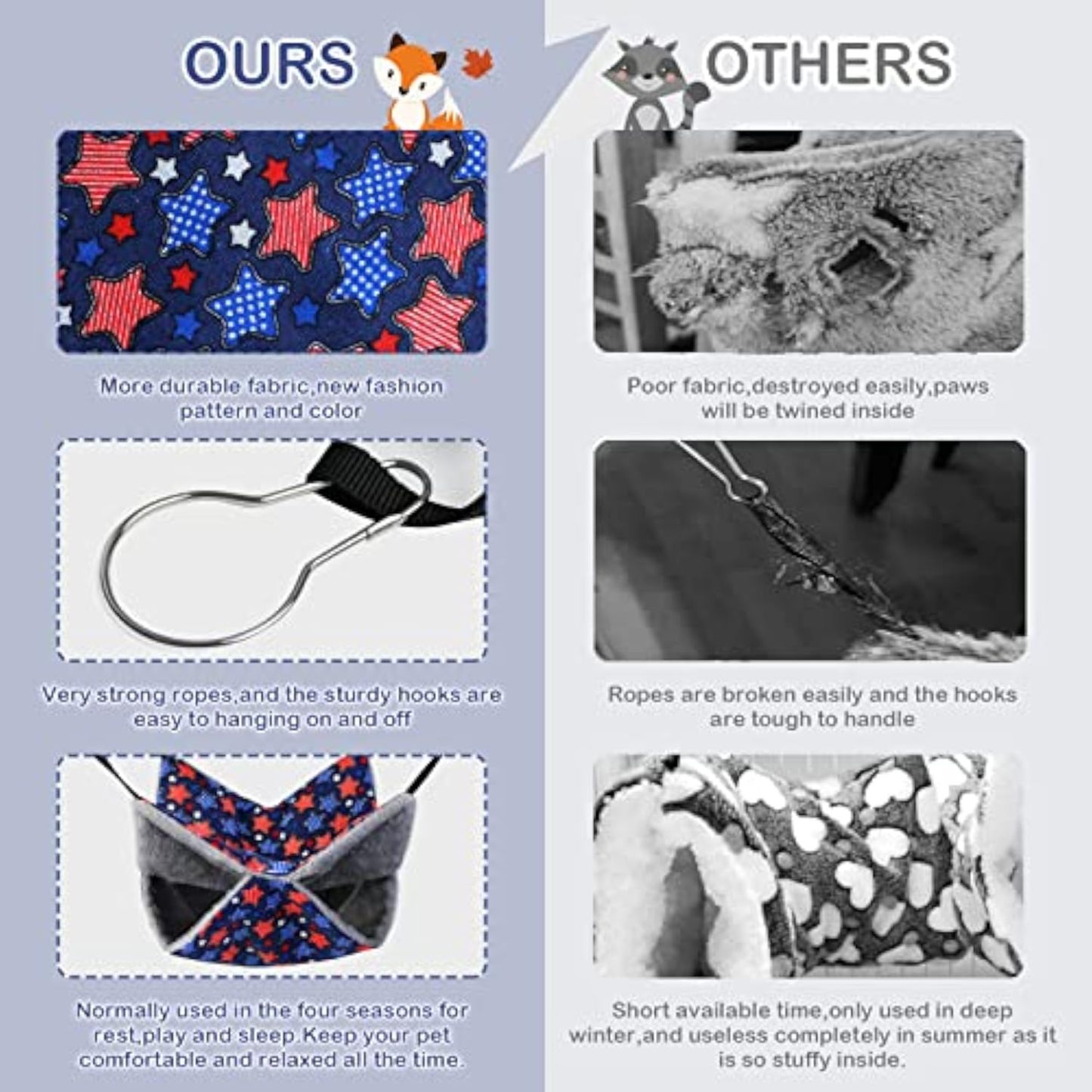 Ferret Rat Hammock Set Guinea Pig Hideout Bed