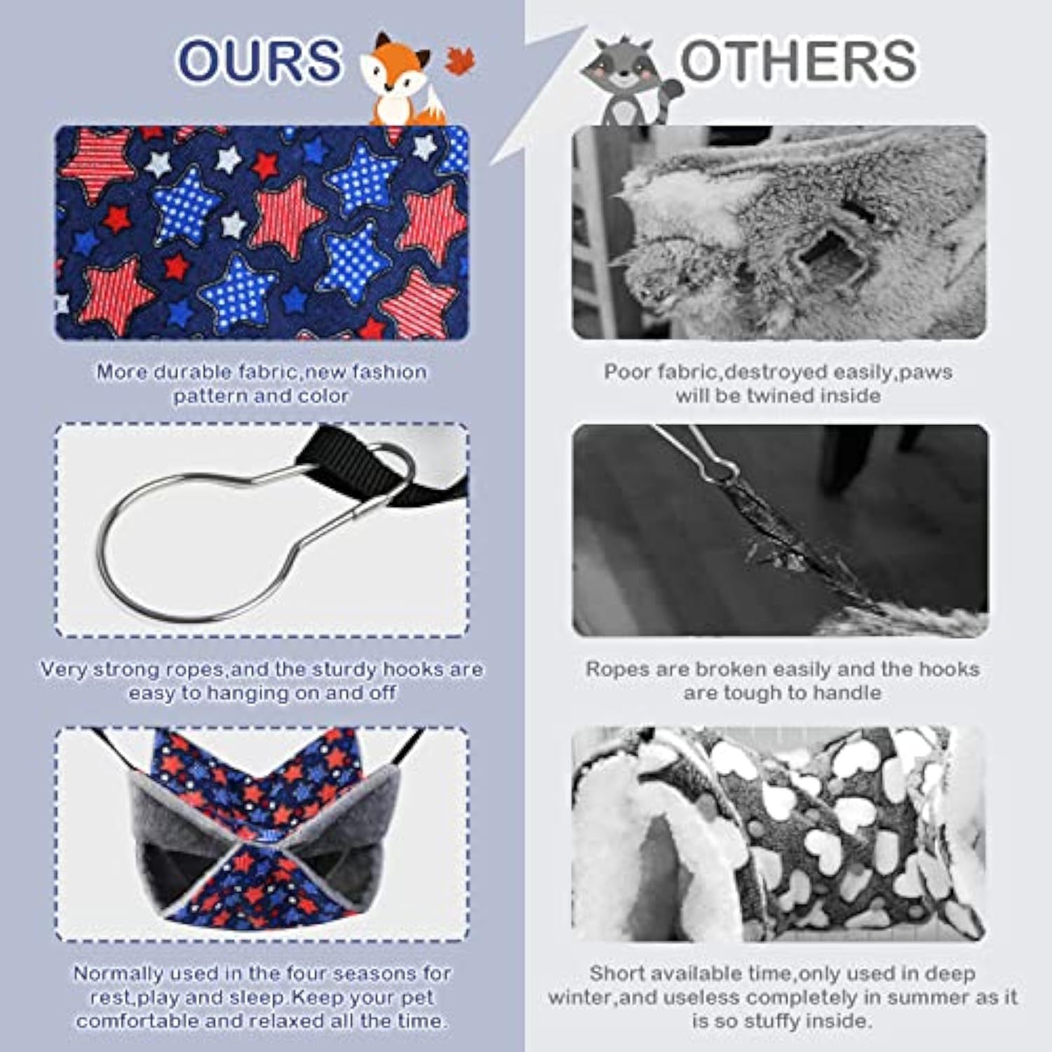 Ferret Rat Hammock Set Guinea Pig Hideout Bed