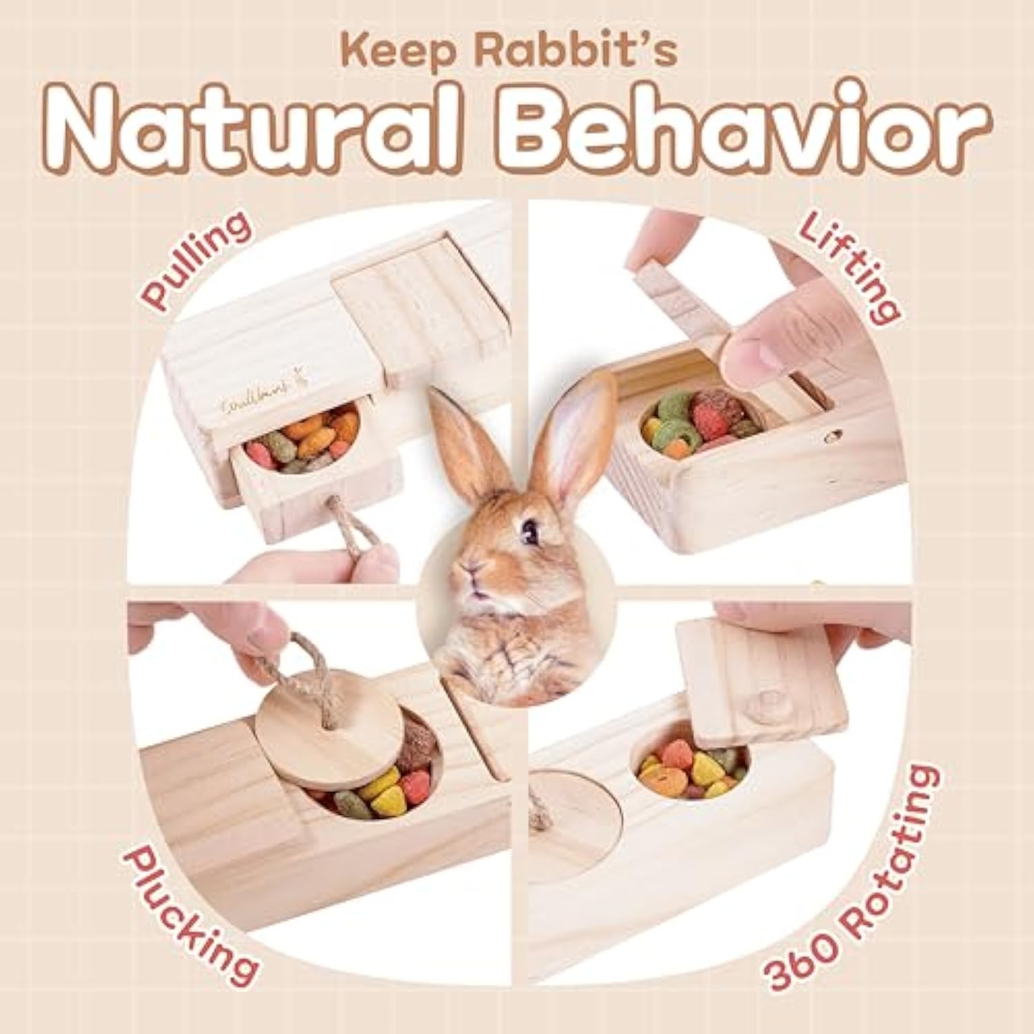 Interactive Wooden Pet Rabbit Toys