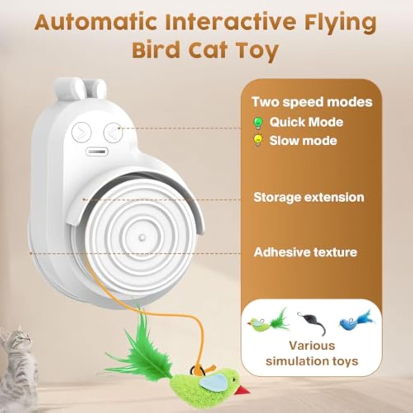 Interactive Cat Toys for Indoor Cats - Automatic Flying Bird