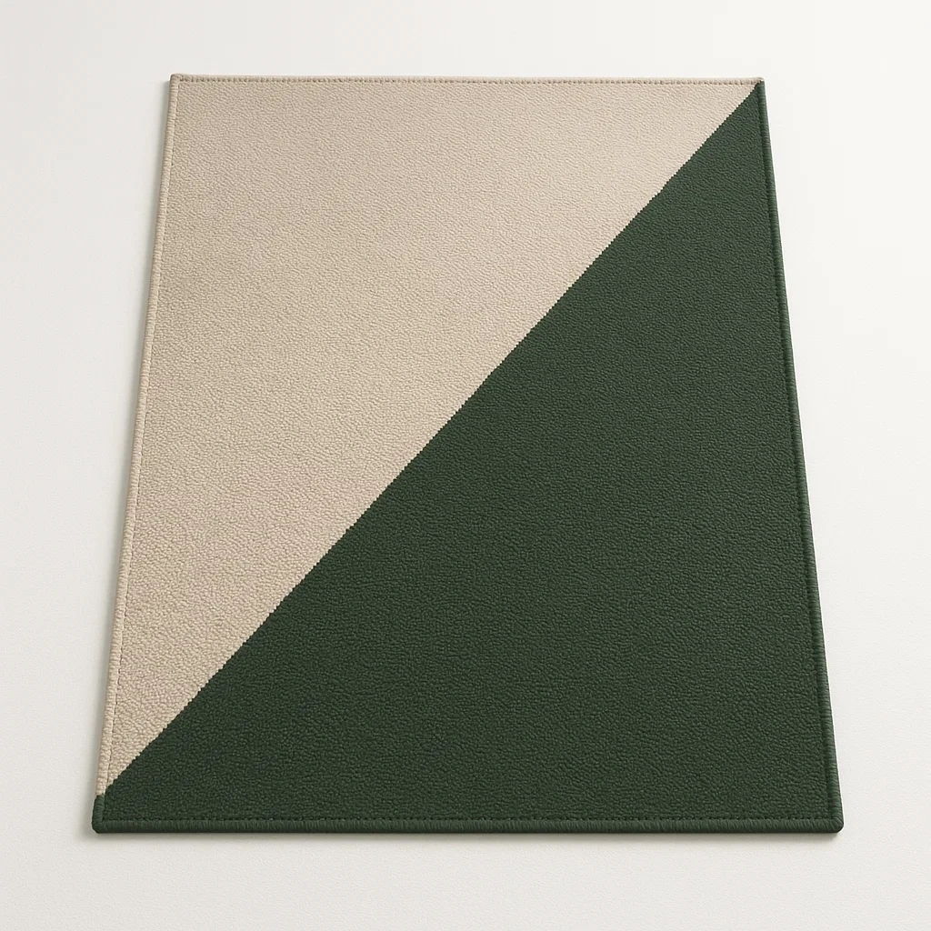 Tappeto in poliestere verde e beige