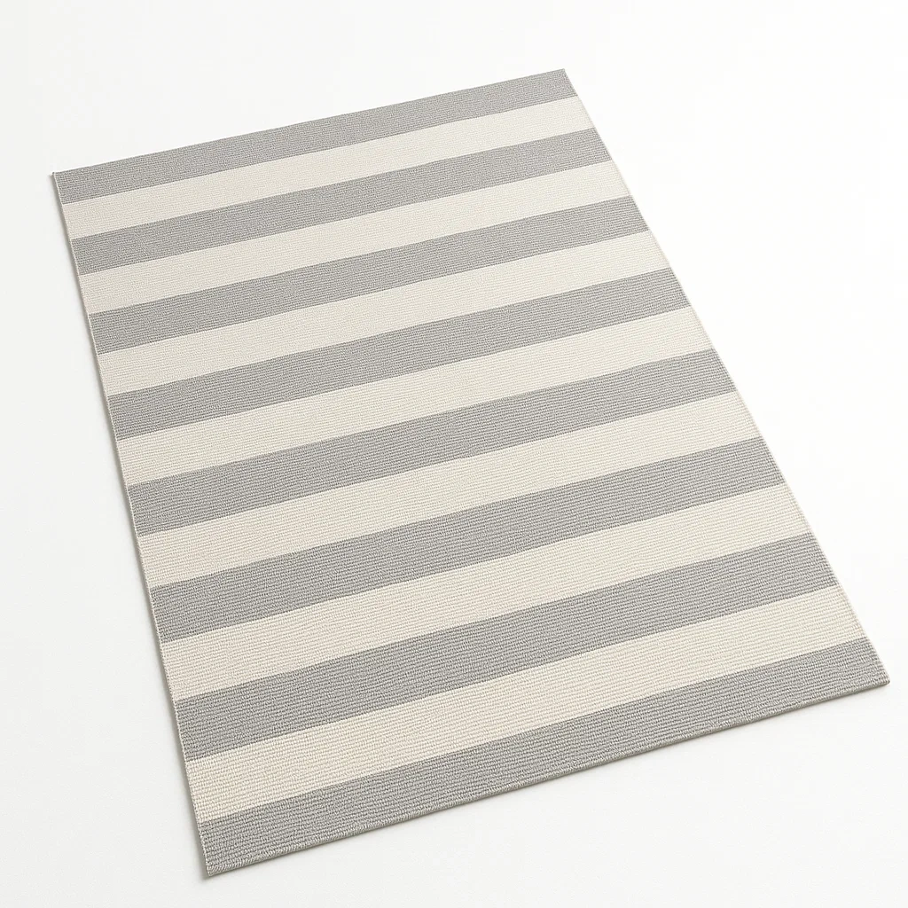 Tappeto a righe in polipropilene grigio/bianco