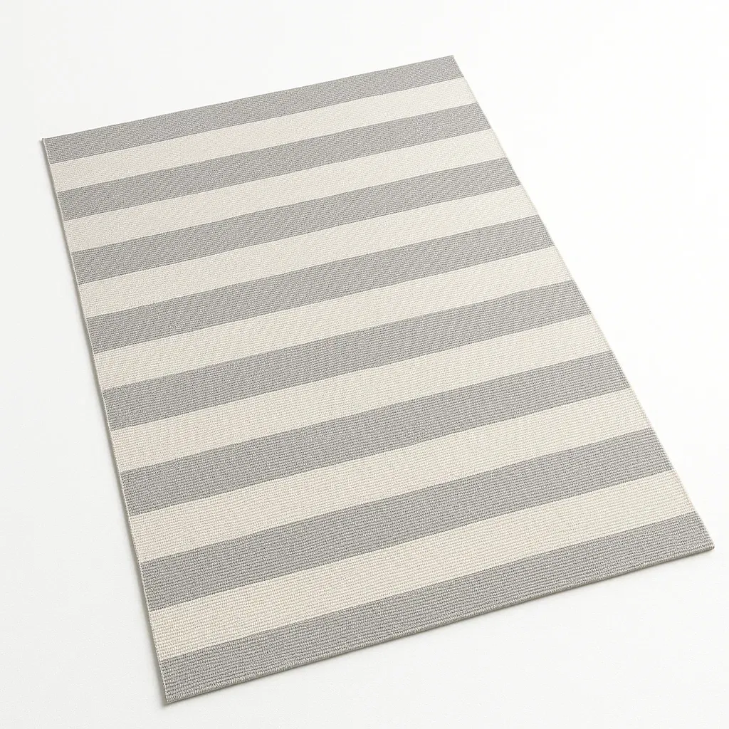 Tappeto a righe in polipropilene grigio/bianco
