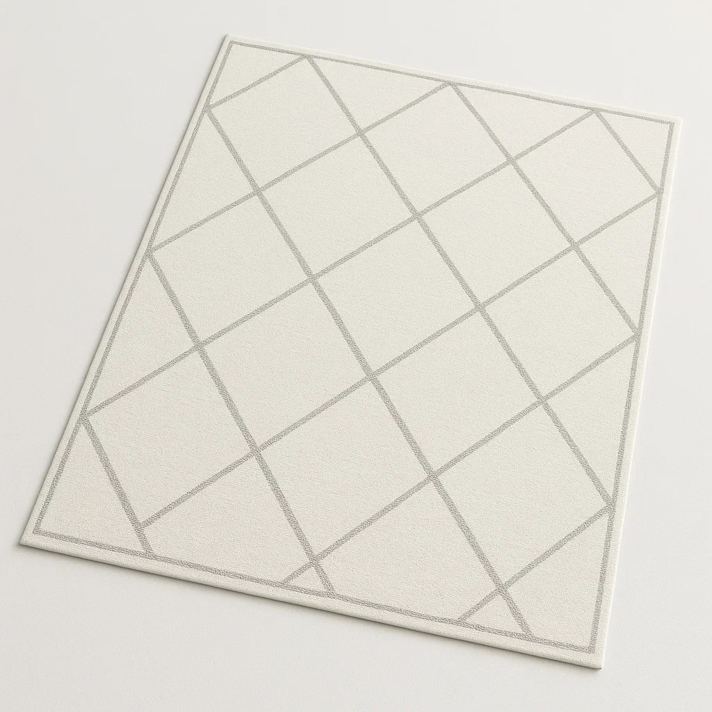 Tappeto in poliestere bianco con motivo geometrico