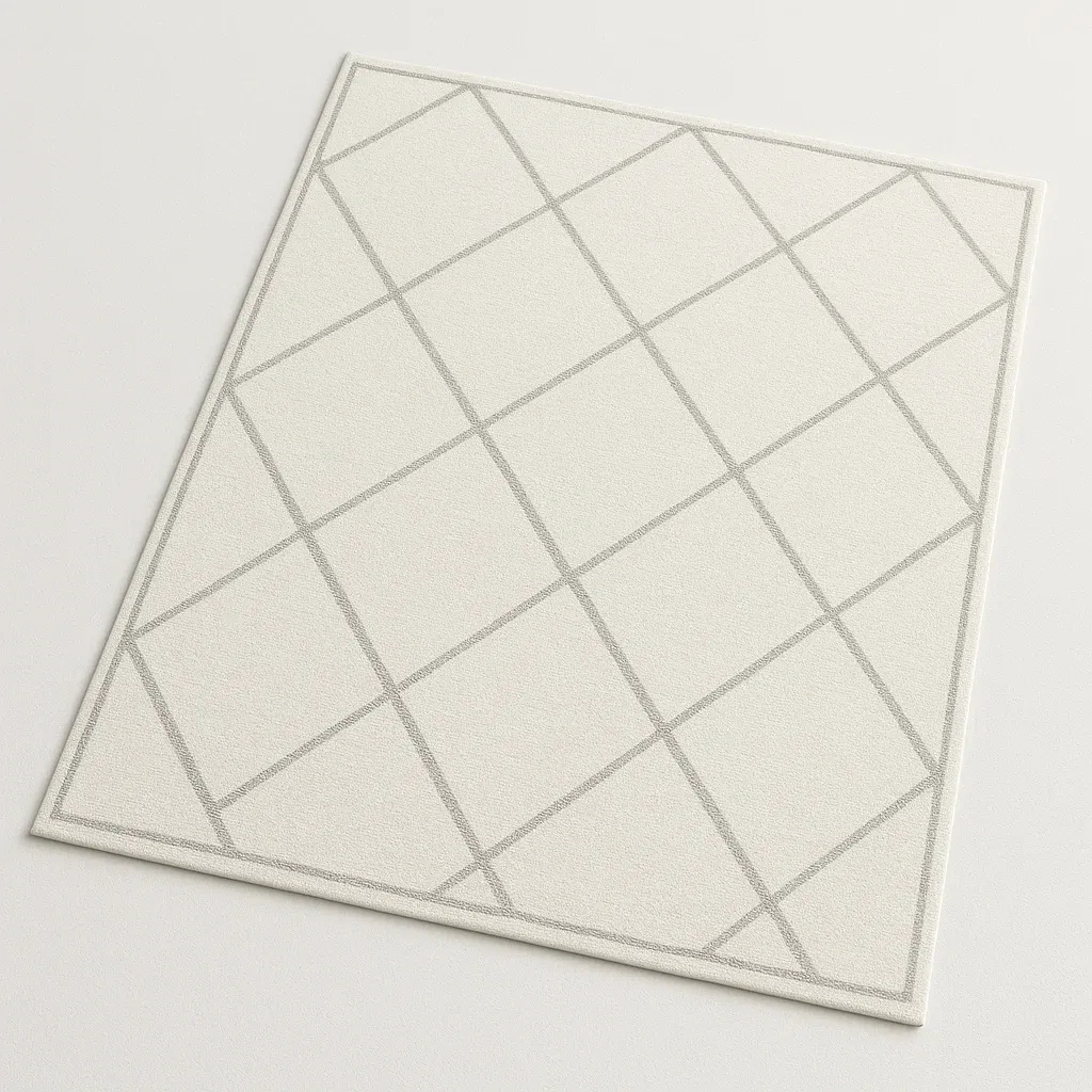 Tappeto in poliestere bianco con motivo geometrico