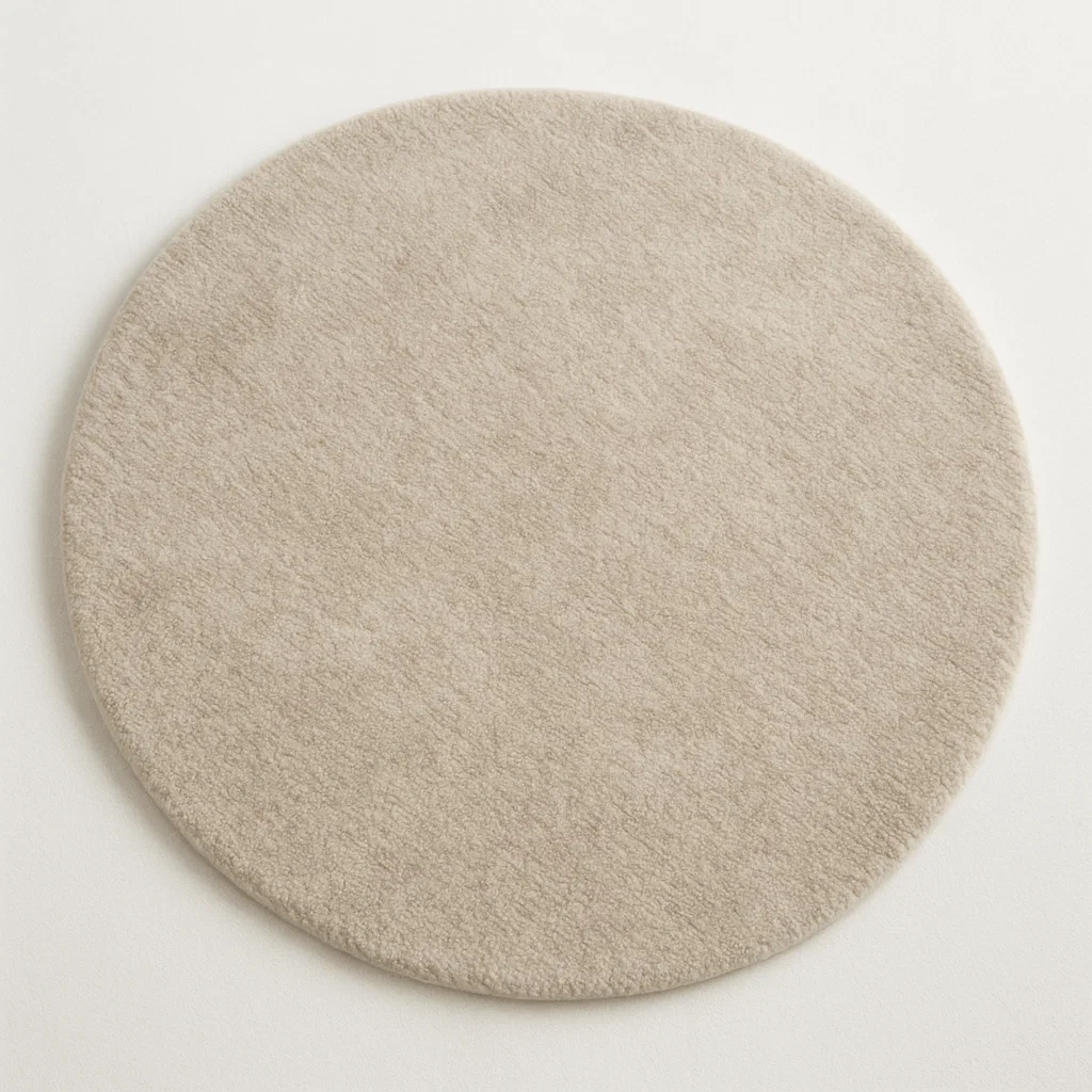 Tappeto rotondo in poliestere beige