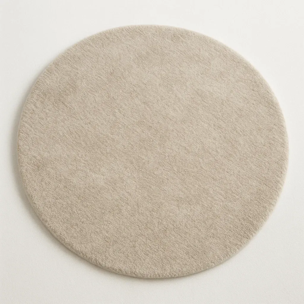 Tappeto rotondo in poliestere beige