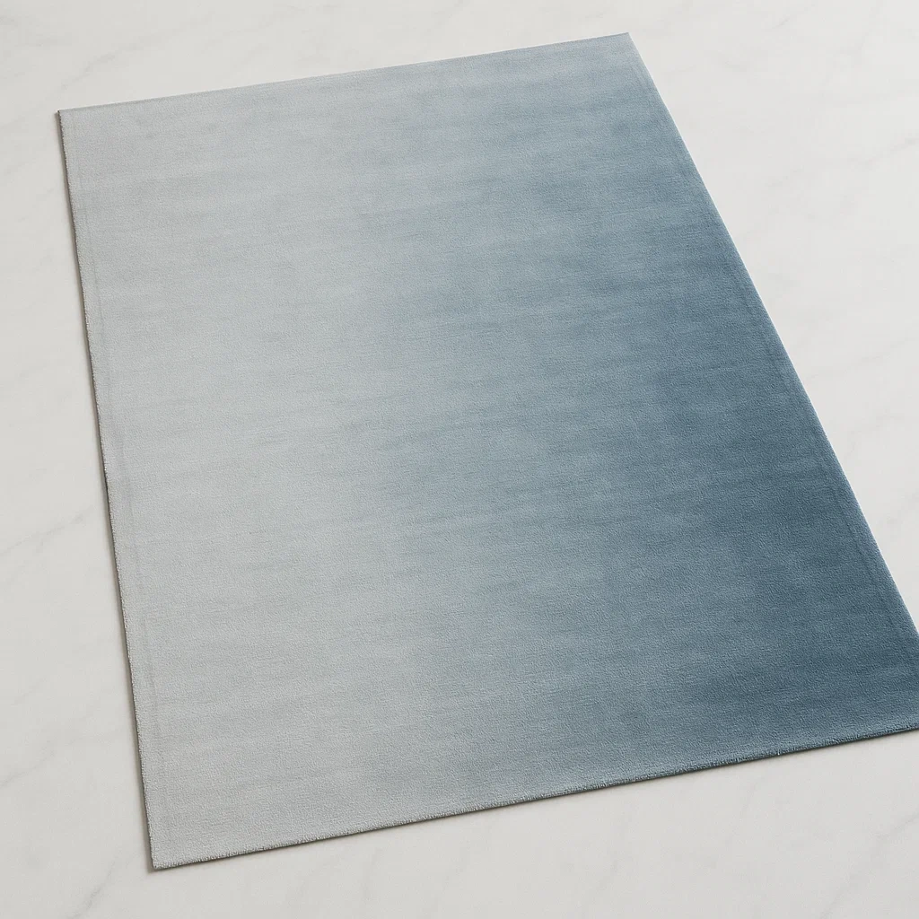 Tappeto in viscosa azzurro sfumato