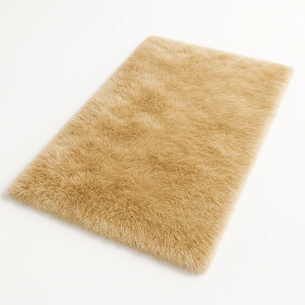 Tappeto in pelliccia sintetica beige