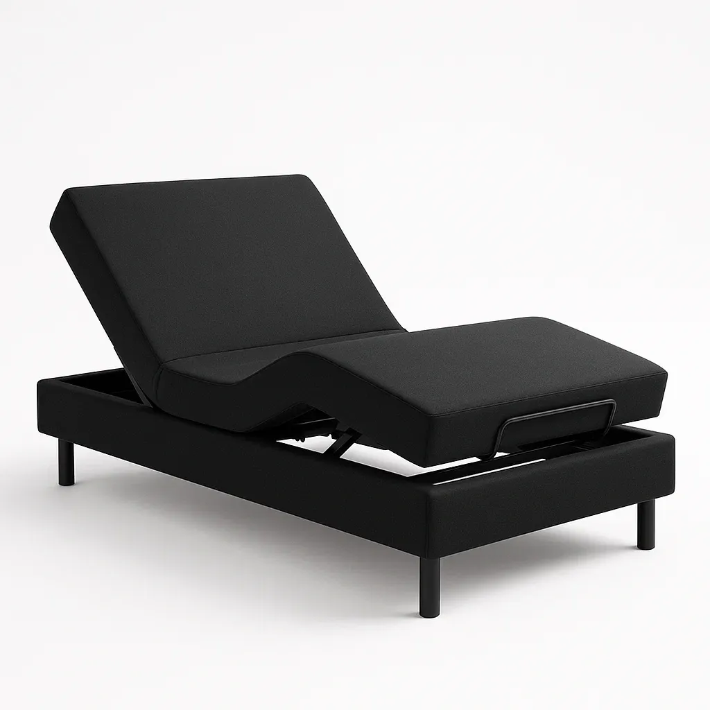 Letto regolabile in tessuto e acciaio nero con funzione elettrica