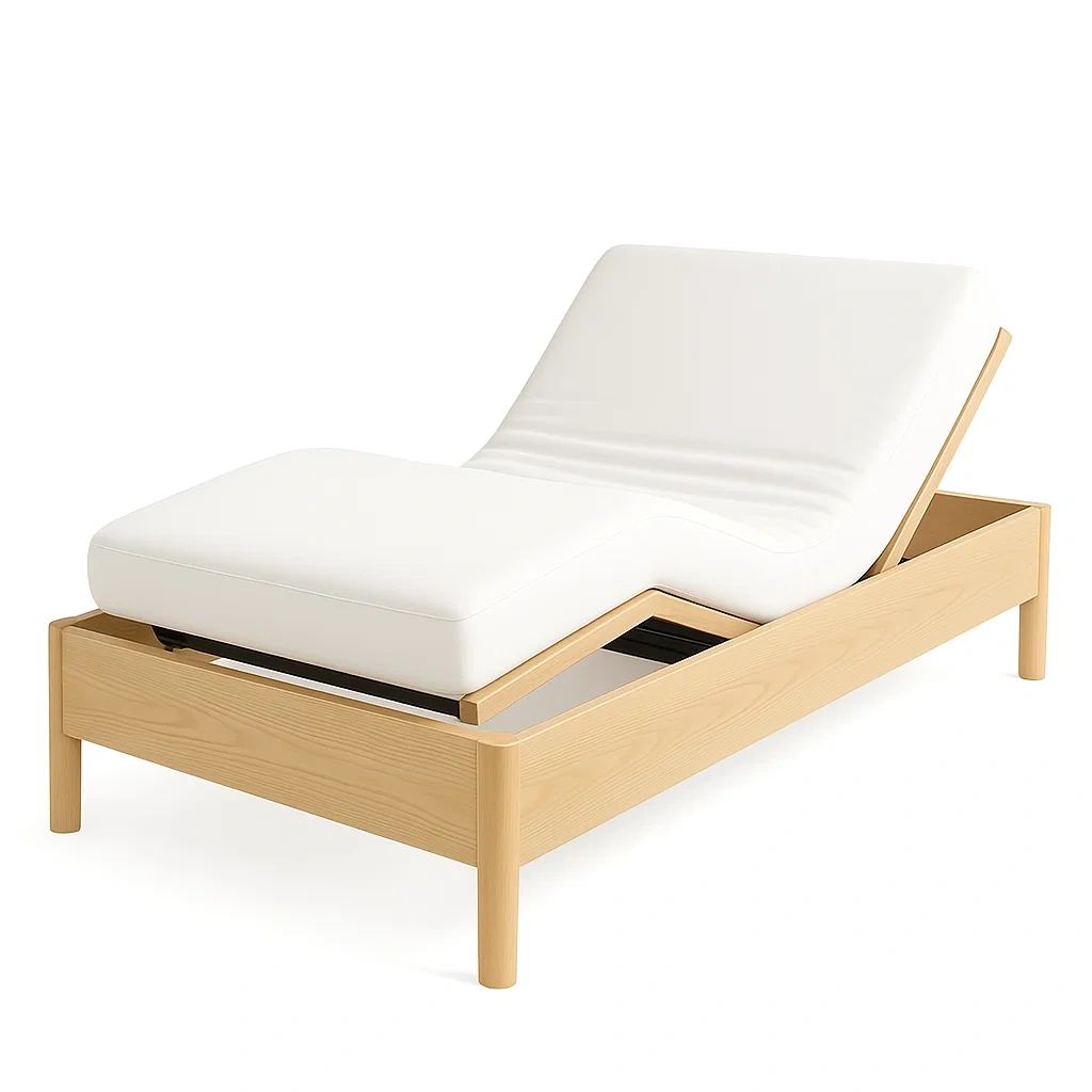 Letto regolabile in legno con rivestimento bianco