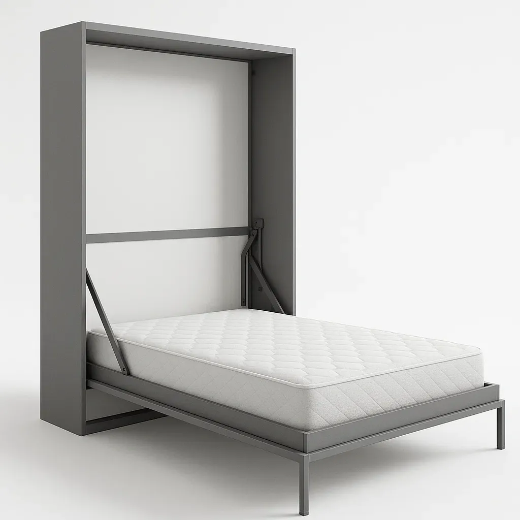 Letto Murphy in metallo grigio con materasso
