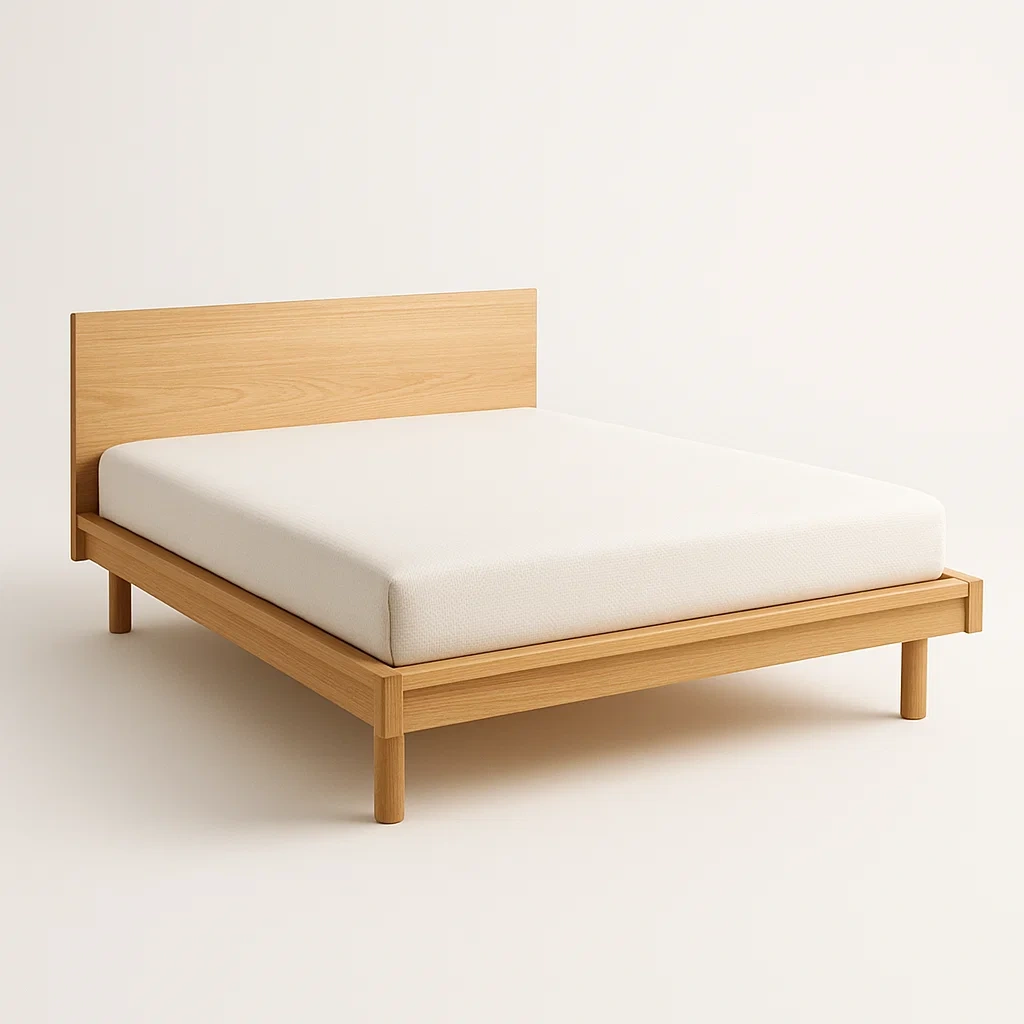 Struttura letto in legno massello con materasso imbottito