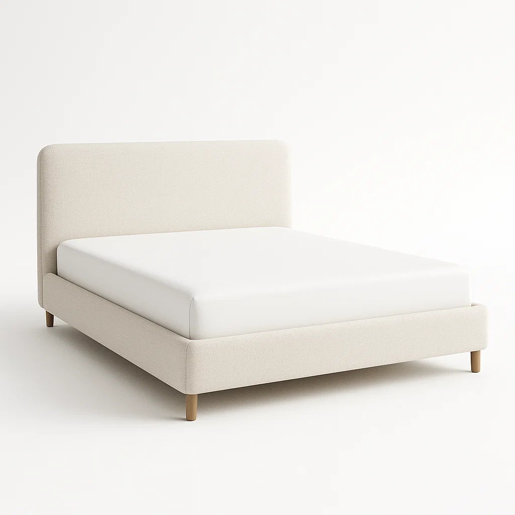 Struttura letto in tessuto crema