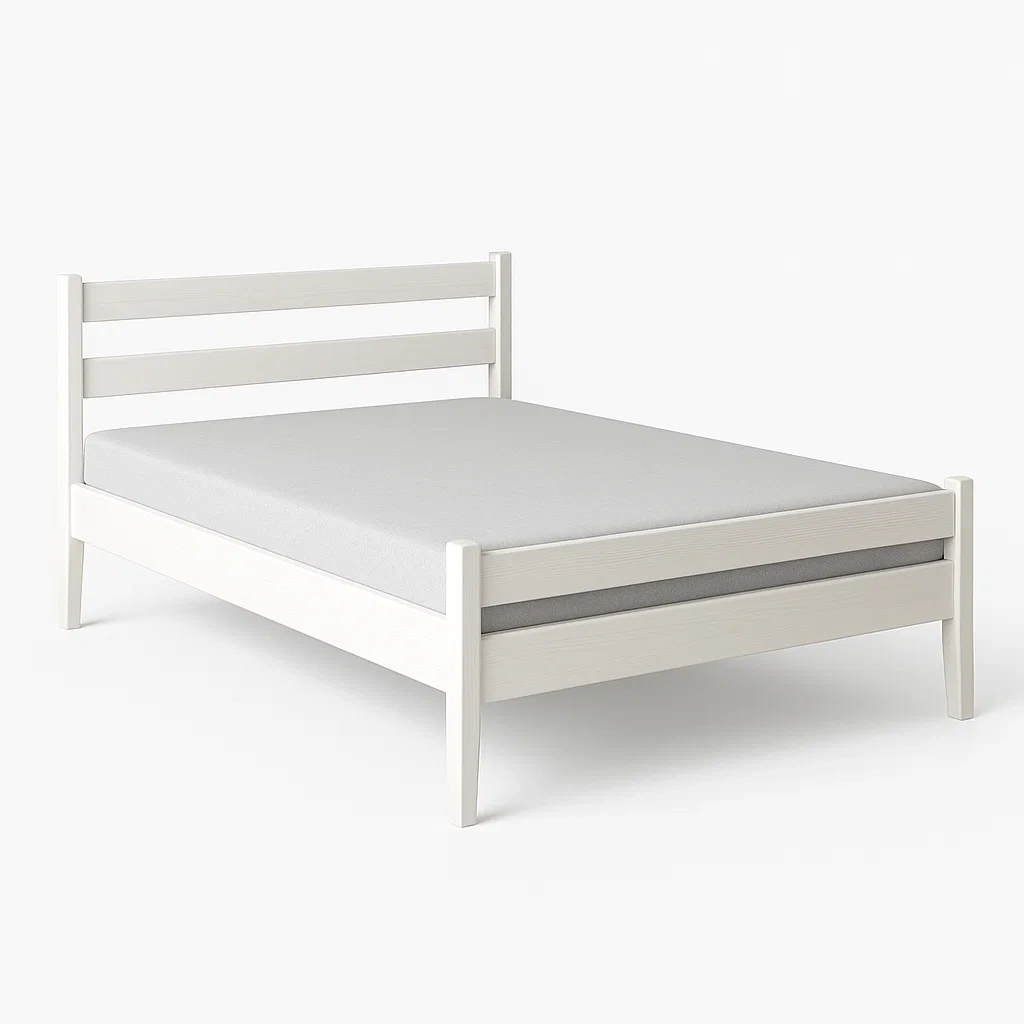 Struttura letto in legno bianco con materasso