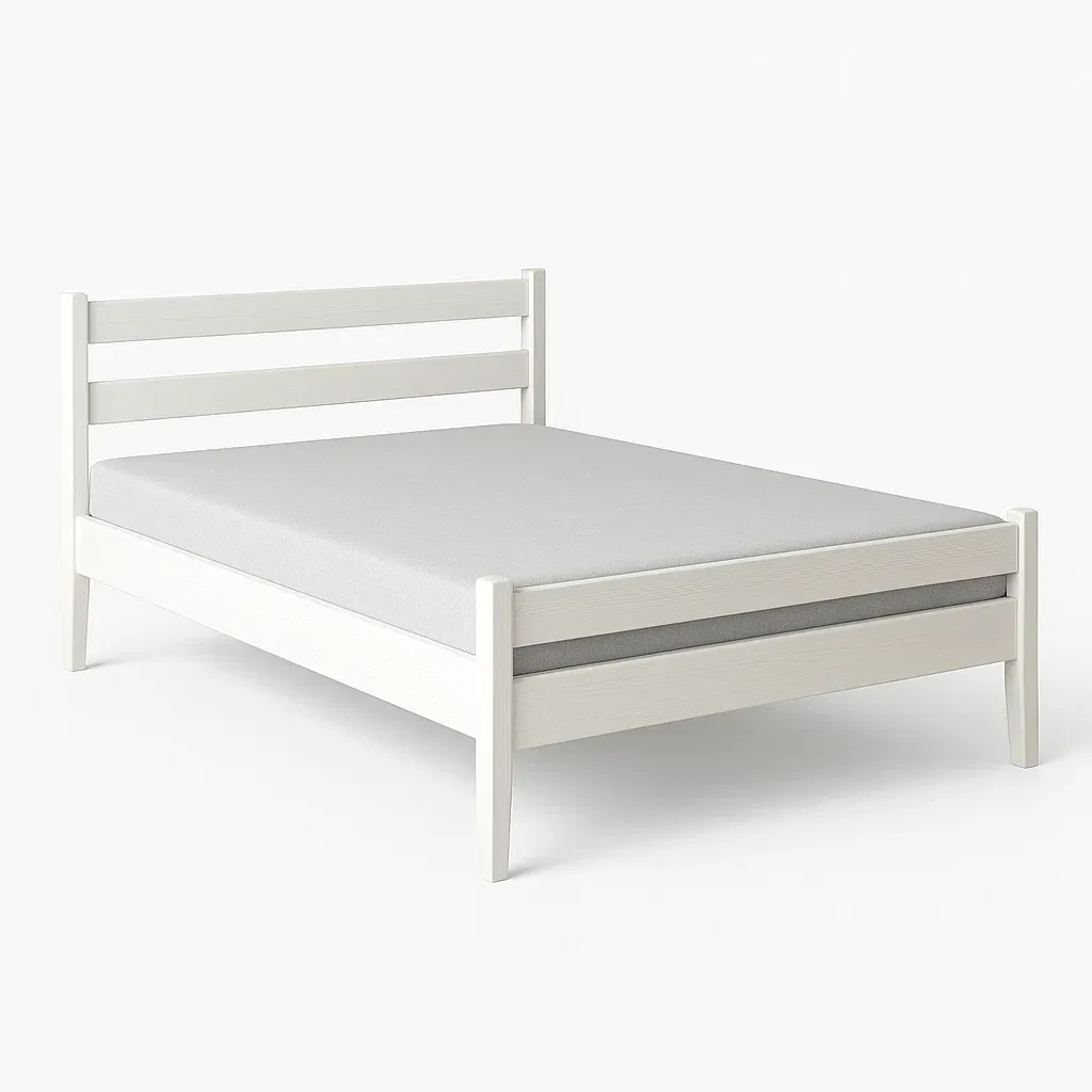 Struttura letto in legno bianco con materasso