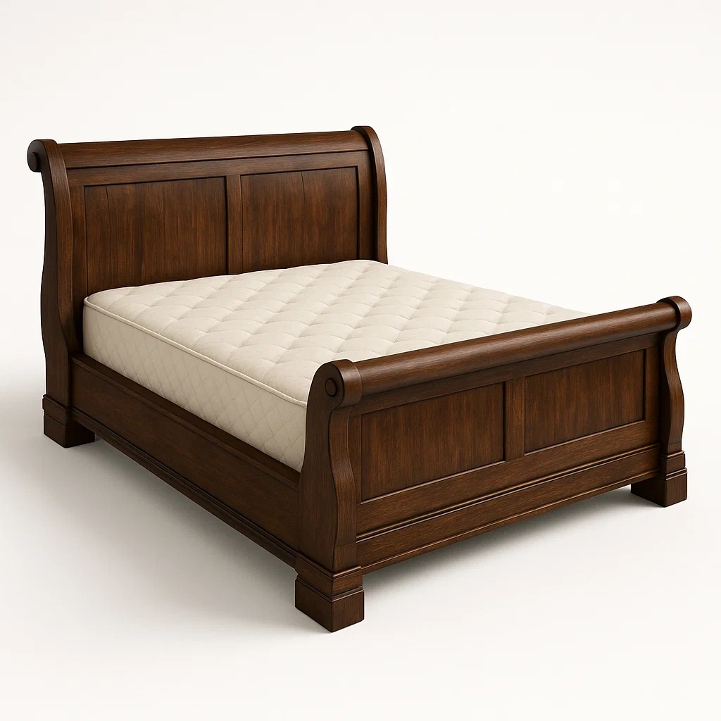 Letto a slitta in legno massello con materasso