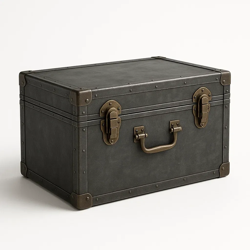 Contenitore portaoggetti in pelle sintetica con dettagli in metallo 40×30×25 cm