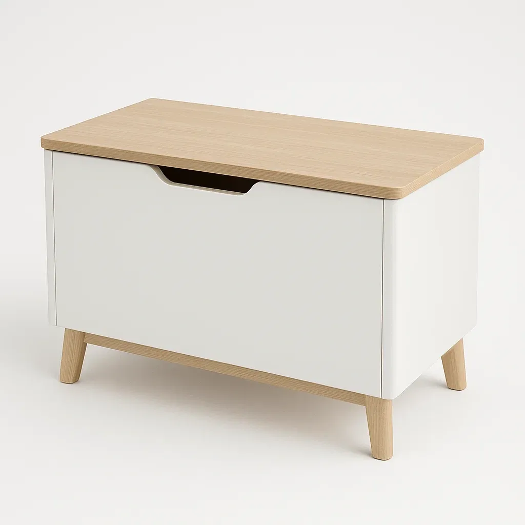 Contenitore portaoggetti in legno MDF e betulla 80×40×45 cm