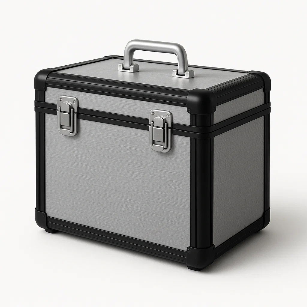 Contenitore portaoggetti in alluminio e acciaio argento 30×20×25 cm