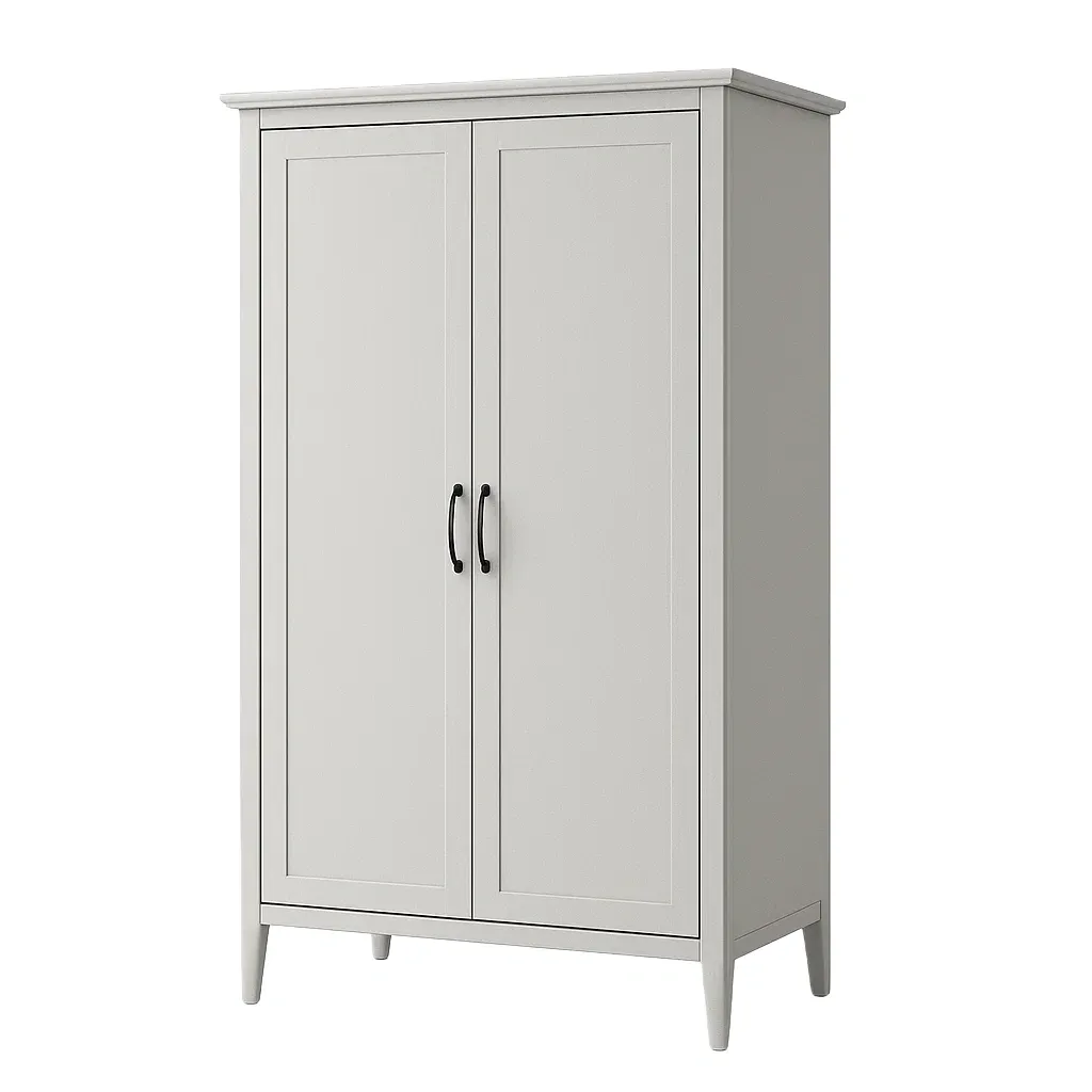 Guardaroba in legno e metallo bianco a due ante