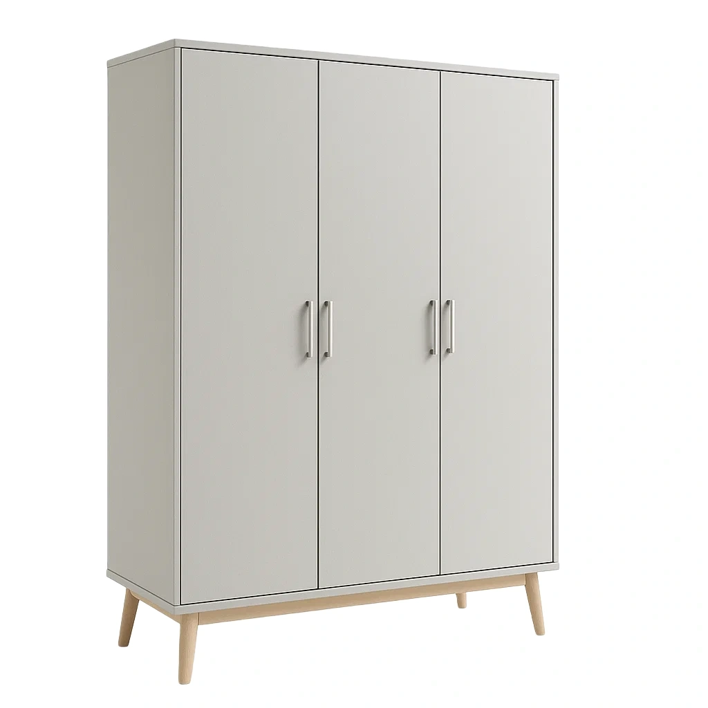 Guardaroba in legno grigio a tre ante 150×60×200 cm