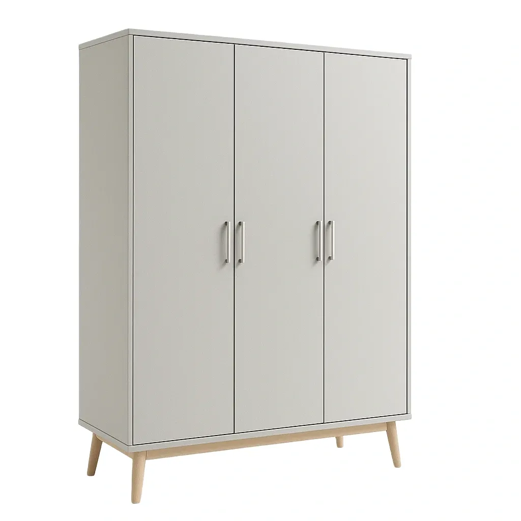 Guardaroba in legno grigio a tre ante 150×60×200 cm