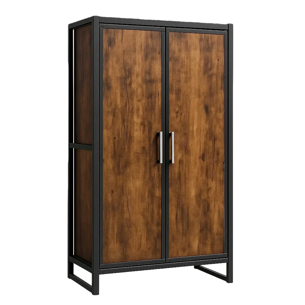 Guardaroba in legno e acciaio con due ante