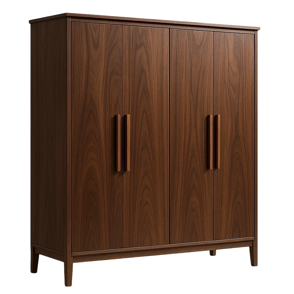 Guardaroba in legno massello marrone con porte a battente