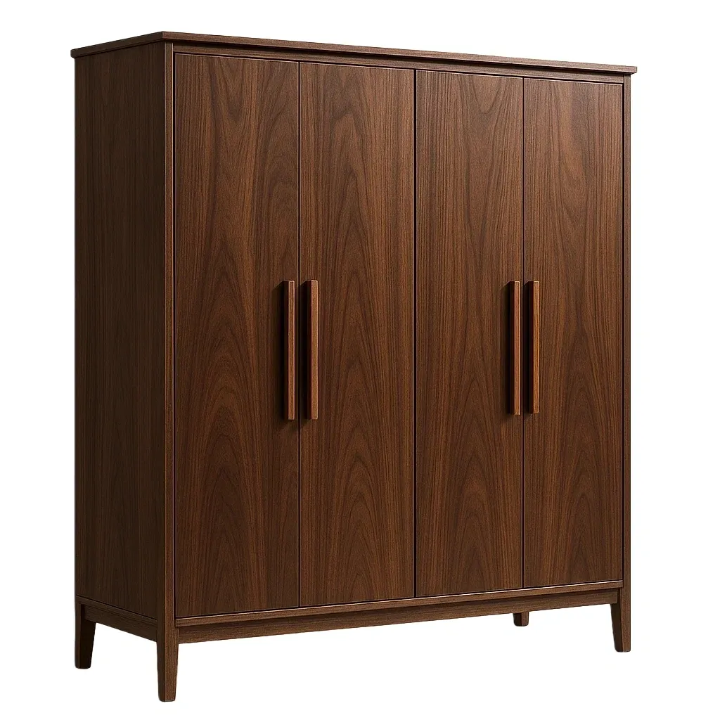 Guardaroba in legno massello marrone con porte a battente
