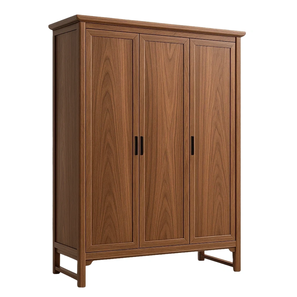 Guardaroba in legno massello finitura noce a tre ante