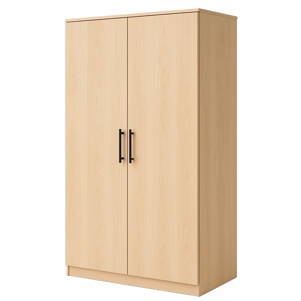 Guardaroba in legno truciolare naturale con due ante