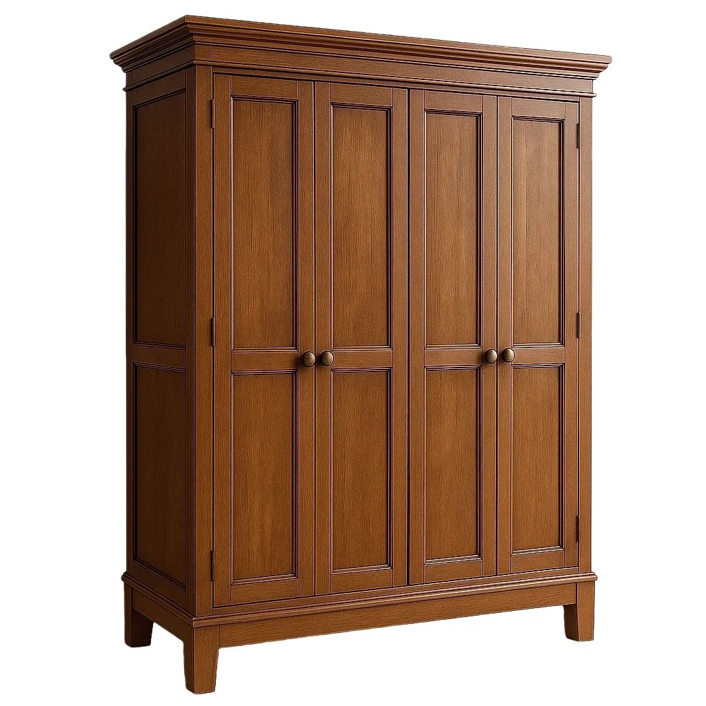 Guardaroba in legno massello marrone con quattro ante