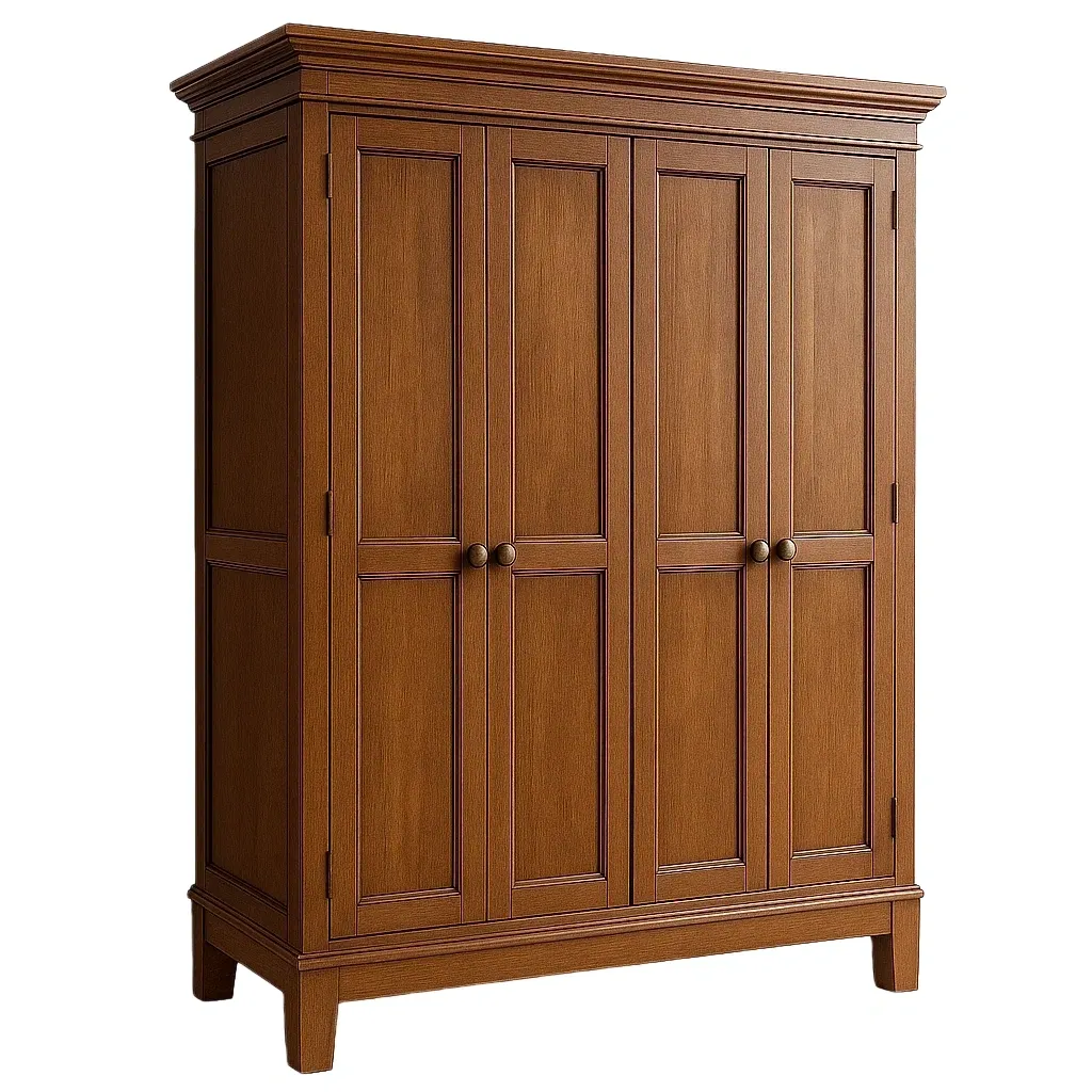 Guardaroba in legno massello marrone con quattro ante