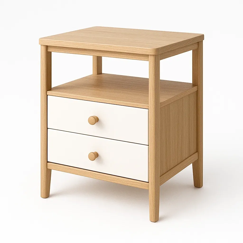 Comodino in legno e MDF con due cassetti 40×35×60 cm