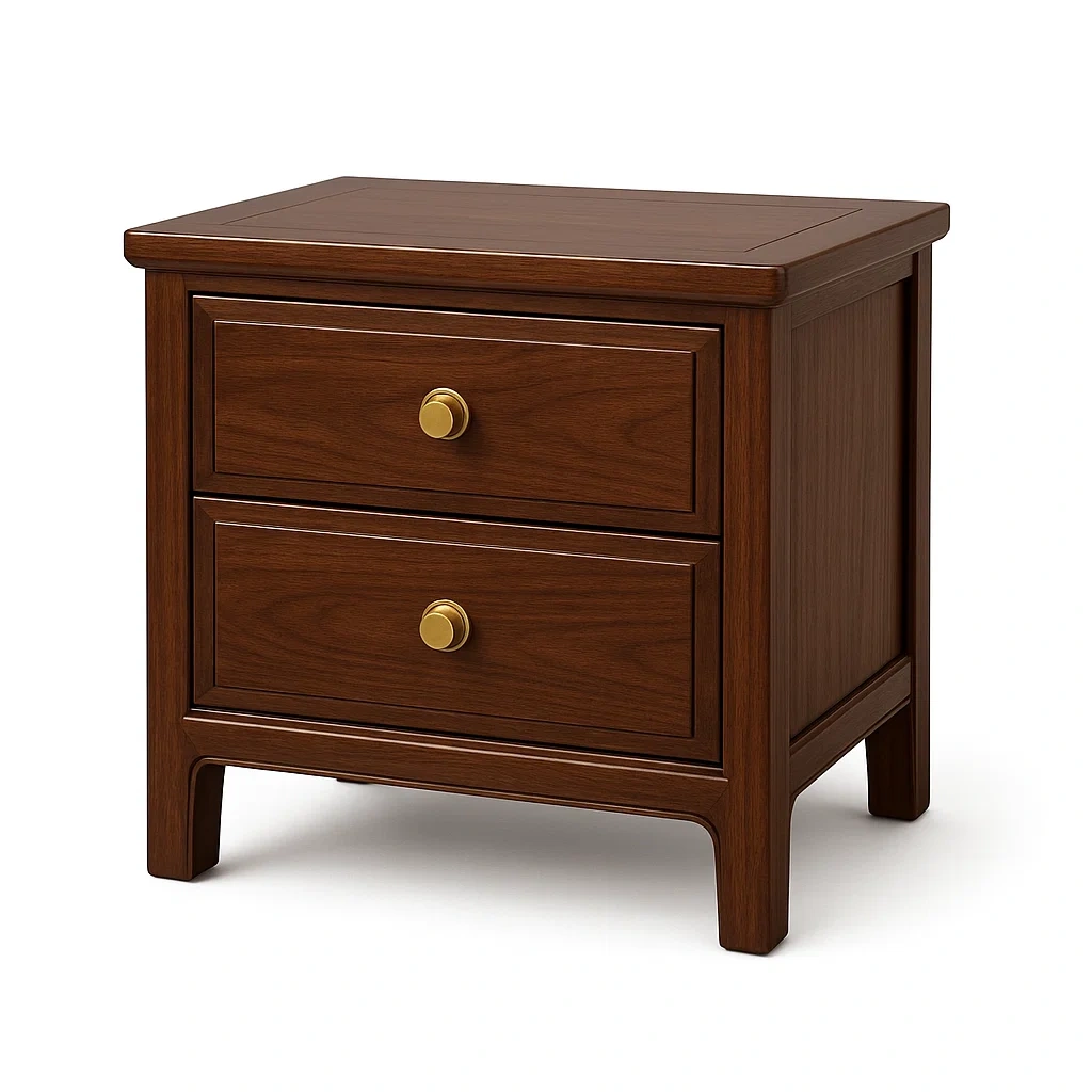 Comodino in legno massello con due cassetti