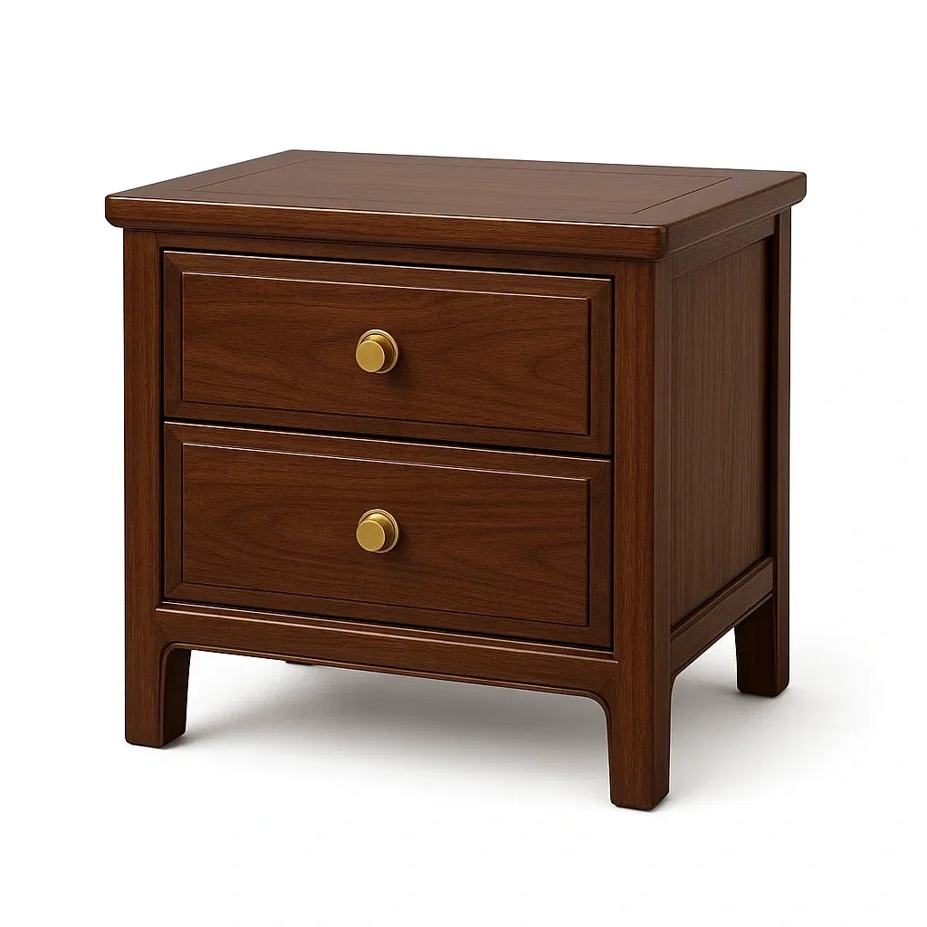 Comodino in legno massello con due cassetti