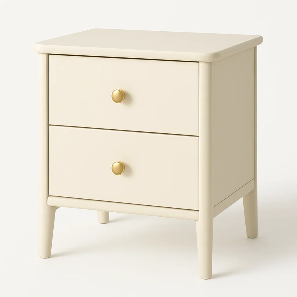 Comodino in legno con due cassetti beige 50×40×60 cm