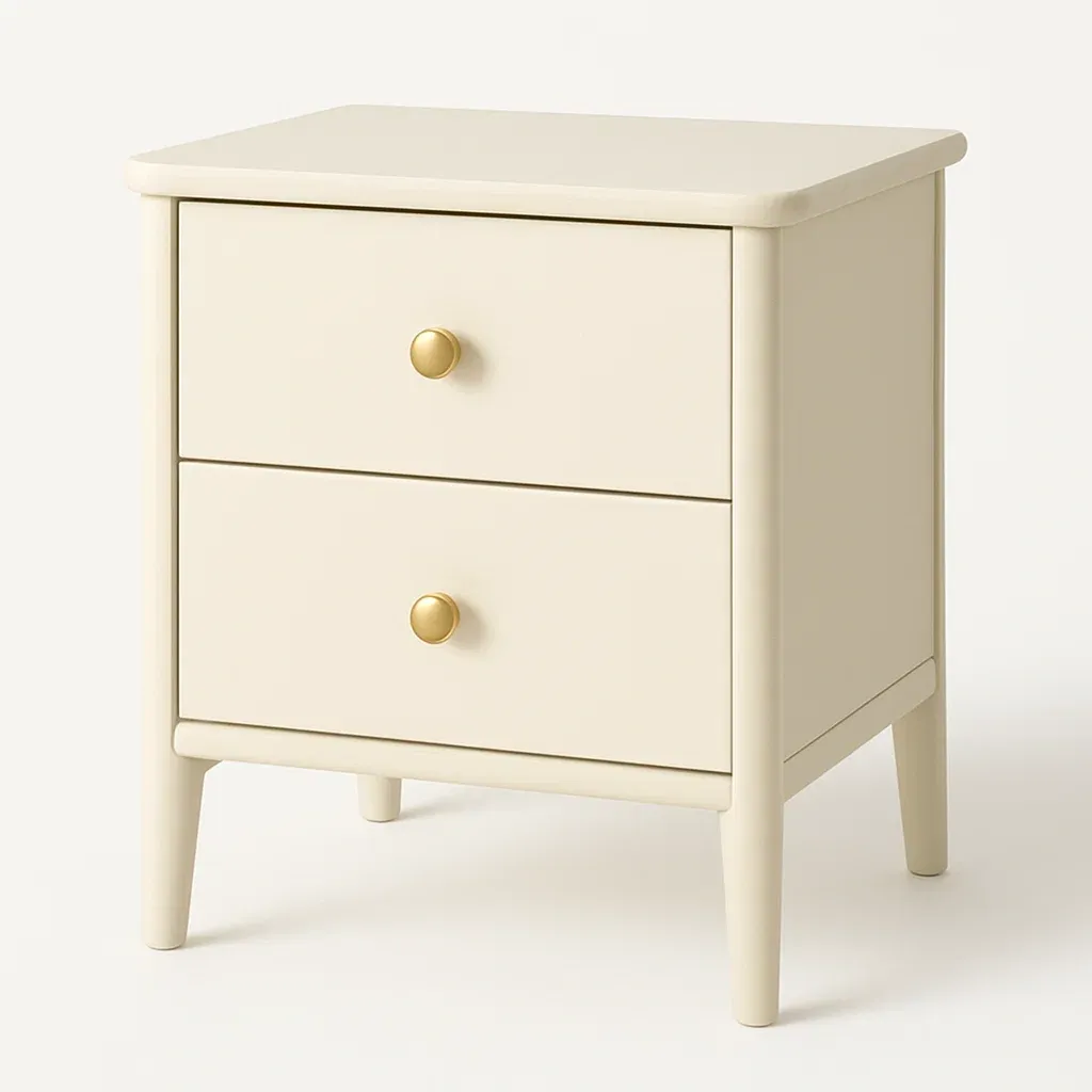 Comodino in legno con due cassetti beige 50×40×60 cm