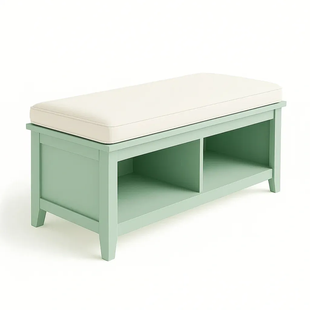 Panca da ingresso in legno verde con cuscino in poliestere, 100 × 40 × 45 cm