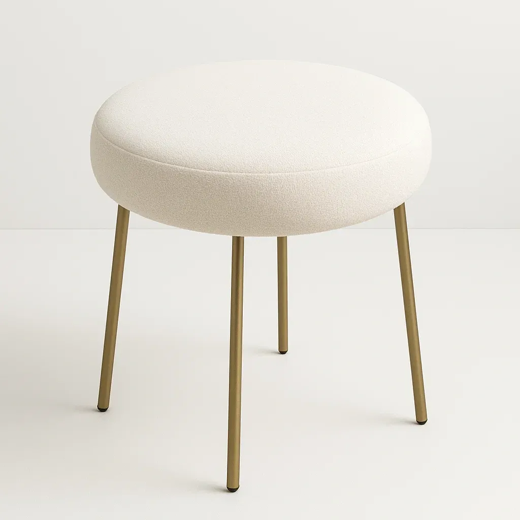 Sgabello rotondo in tessuto poliestere con struttura in metallo