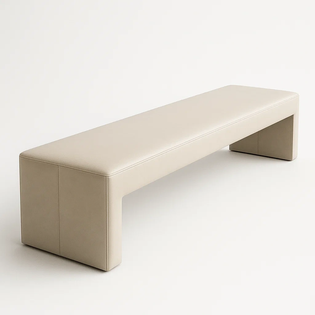 Sedile camera da letto in pelle sintetica beige 180×40×45 cm