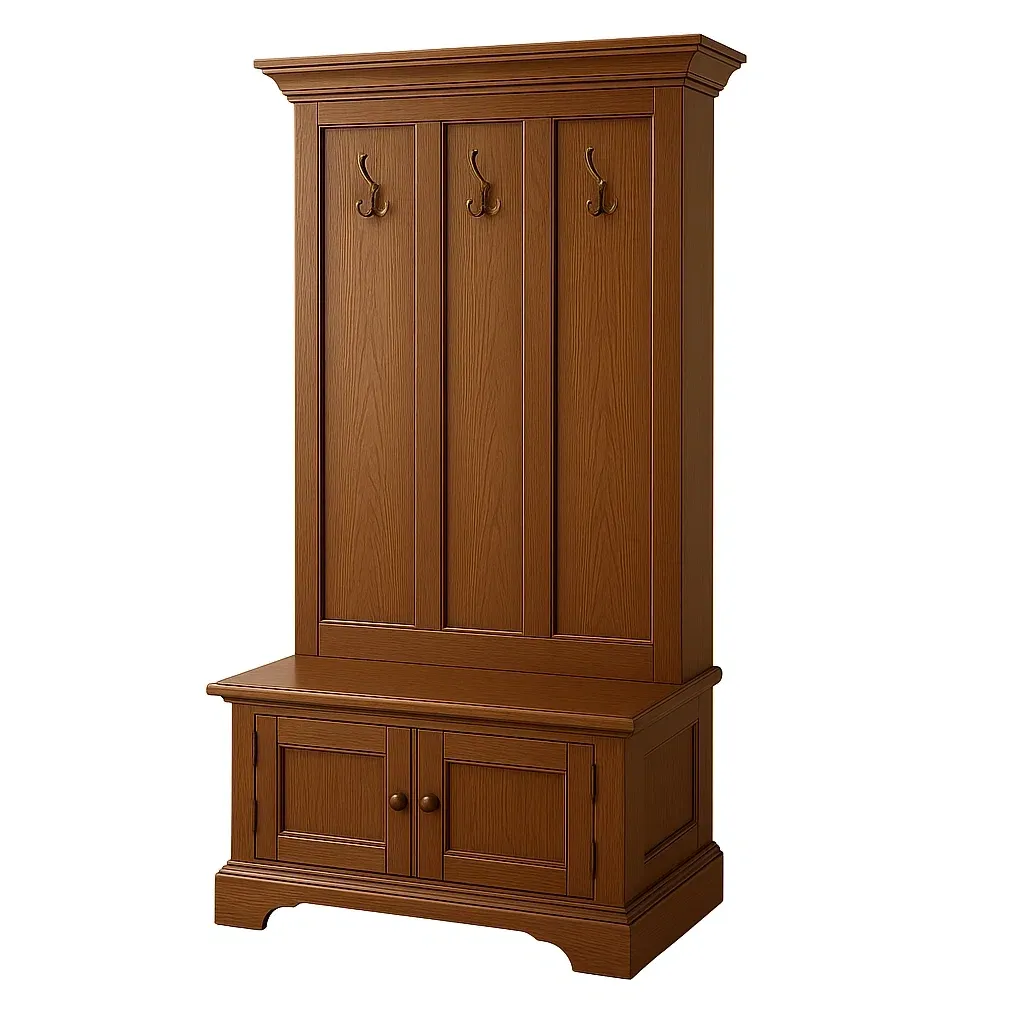 Appendiabiti in legno massello con ganci marrone 100×40×180 cm