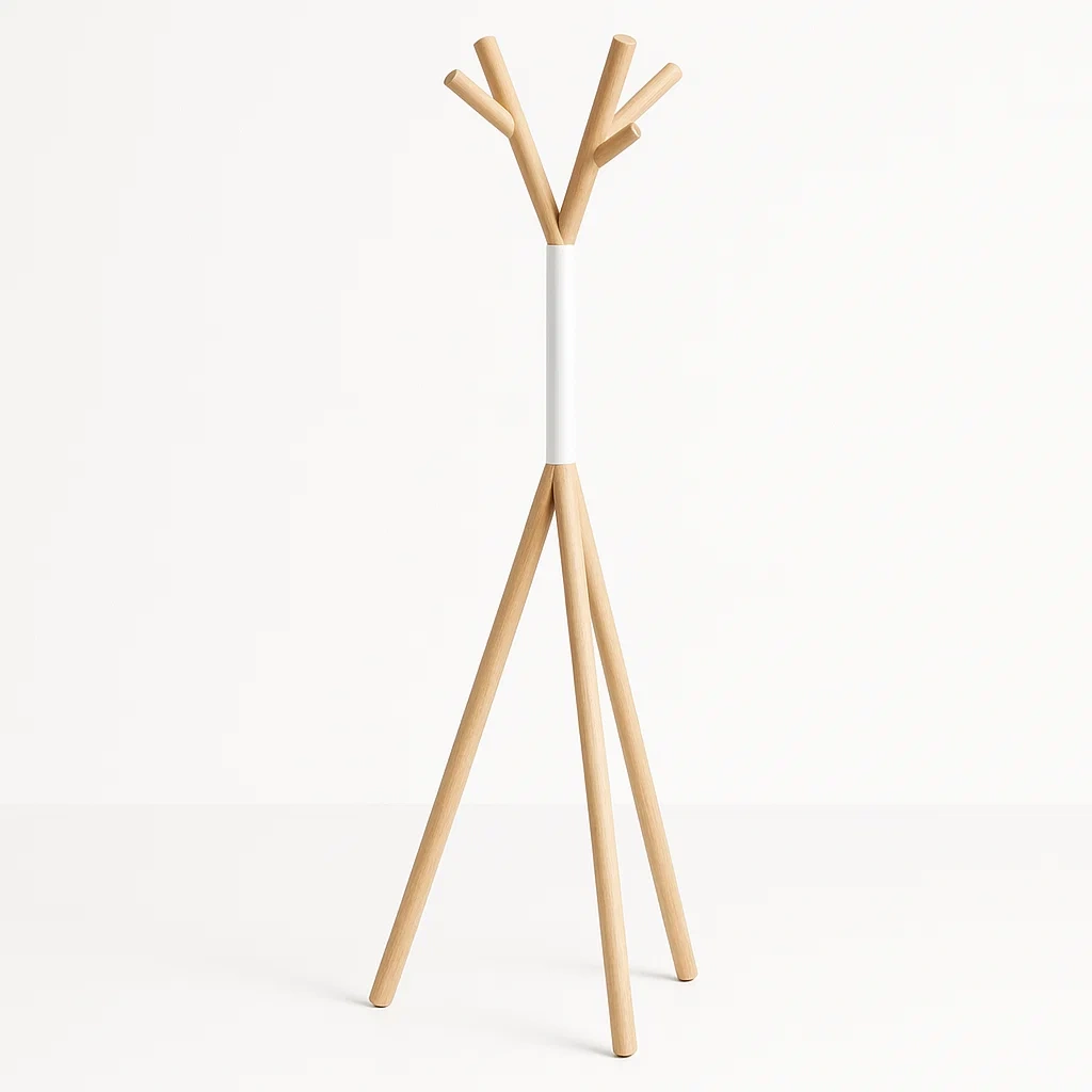 Appendiabiti in legno e metallo verniciato bianco