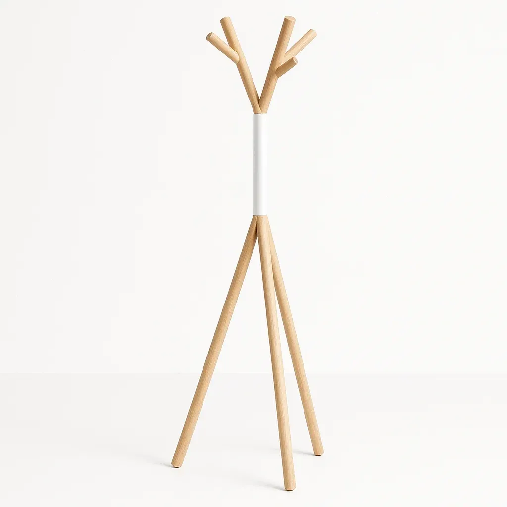 Appendiabiti in legno e metallo verniciato bianco