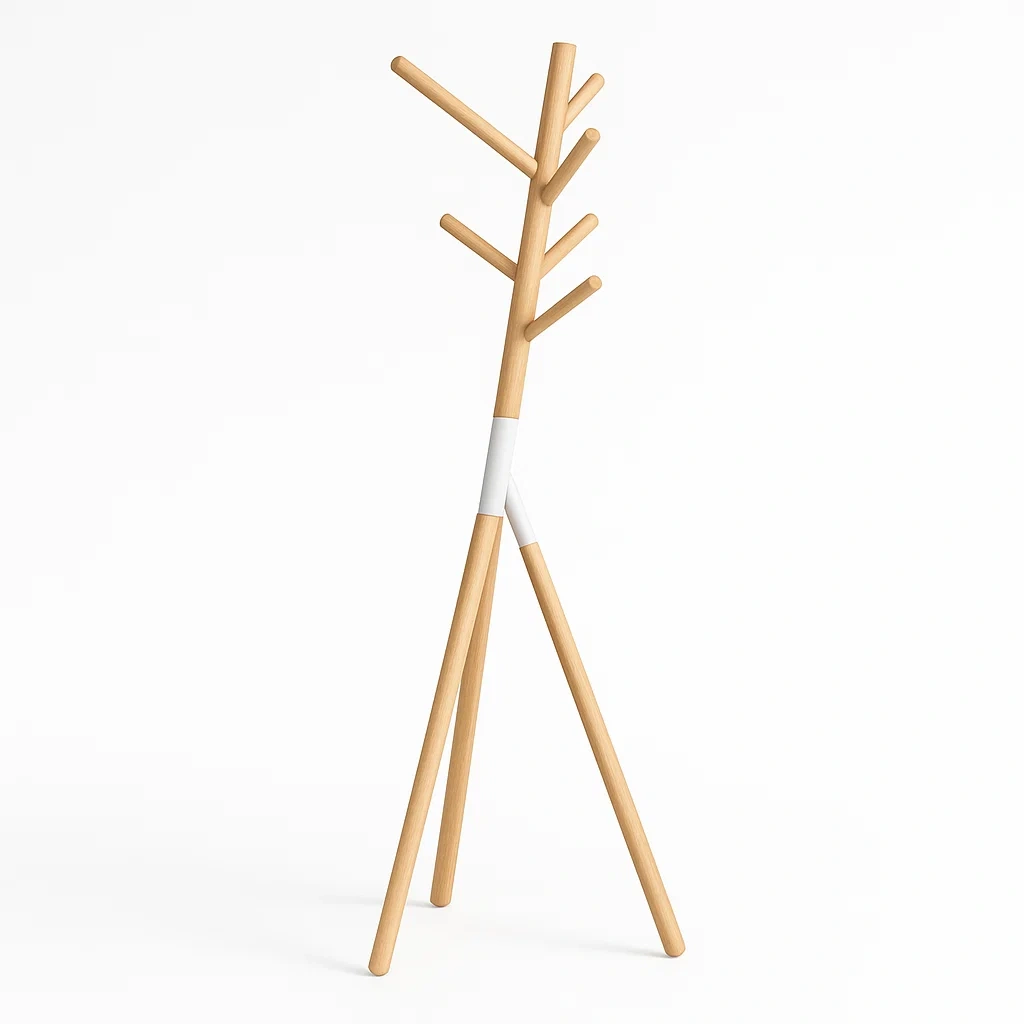 Appendiabiti in legno chiaro con design ad albero